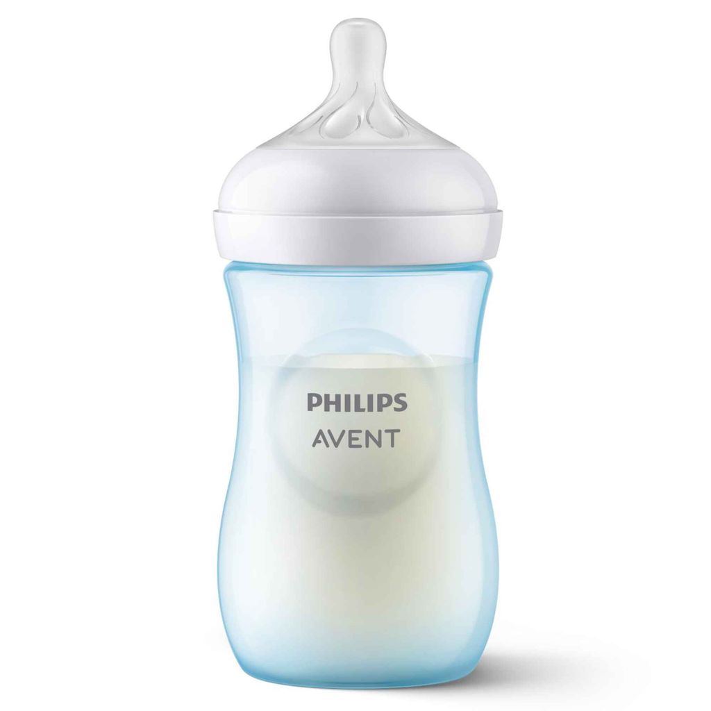 Philips Avent Бутылочка с силиконовой соской Natural Response 1m+ голубая, арт. SCY903/21, бутылочка для кормления, средний поток, 260 мл, 1 шт.