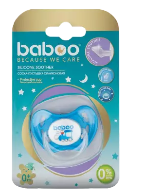 Baboo Соска-пустышка силиконовая скошенная ночная Transport, для детей с рождения, 1 шт.